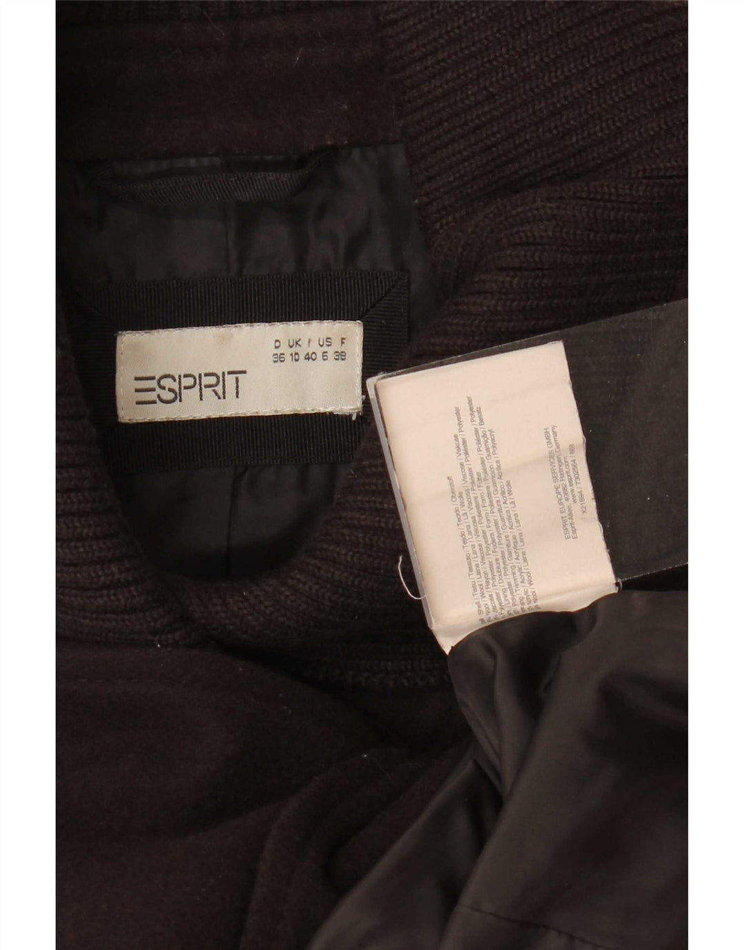 Esprit Damen Pea Coat UK 10 Small Braune Wolle