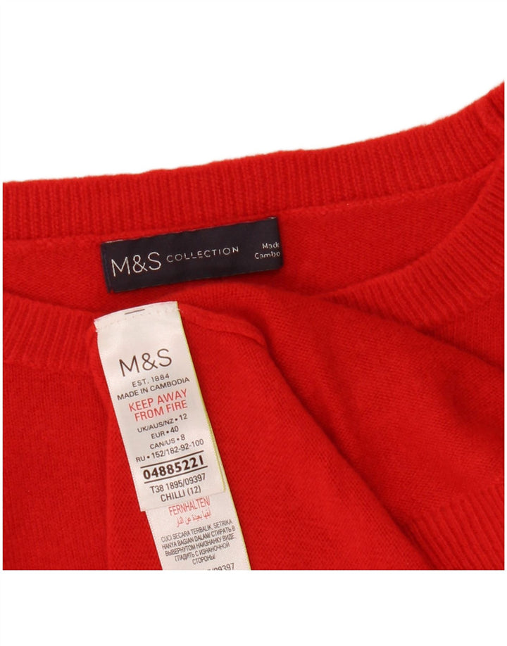 Marks & Spencer Dame Crop Crew Neck Jumper Sweater UK 12 Medium Red
