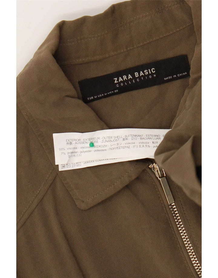 Zara Veste Bomber Femme UK 14 Medium Kaki Viscose