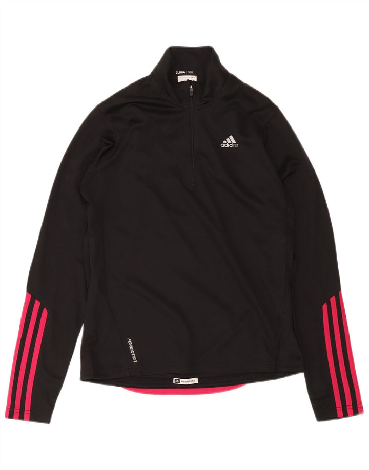 Adidas Damen Climacool Zip Neck Pullover Trainingsanzug Top UK 10 Small Schwarz