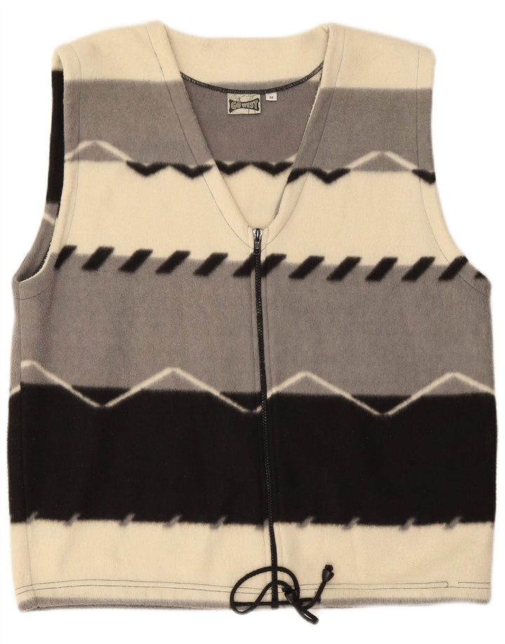 GOWEST Womens Graphic Fleece Gilet UK 14 Medium Multicoloured Striped