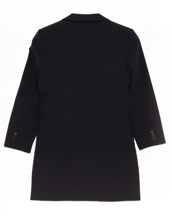 Zara Zweireihiger Damenmantel UK 12 Medium Marineblau Polyester