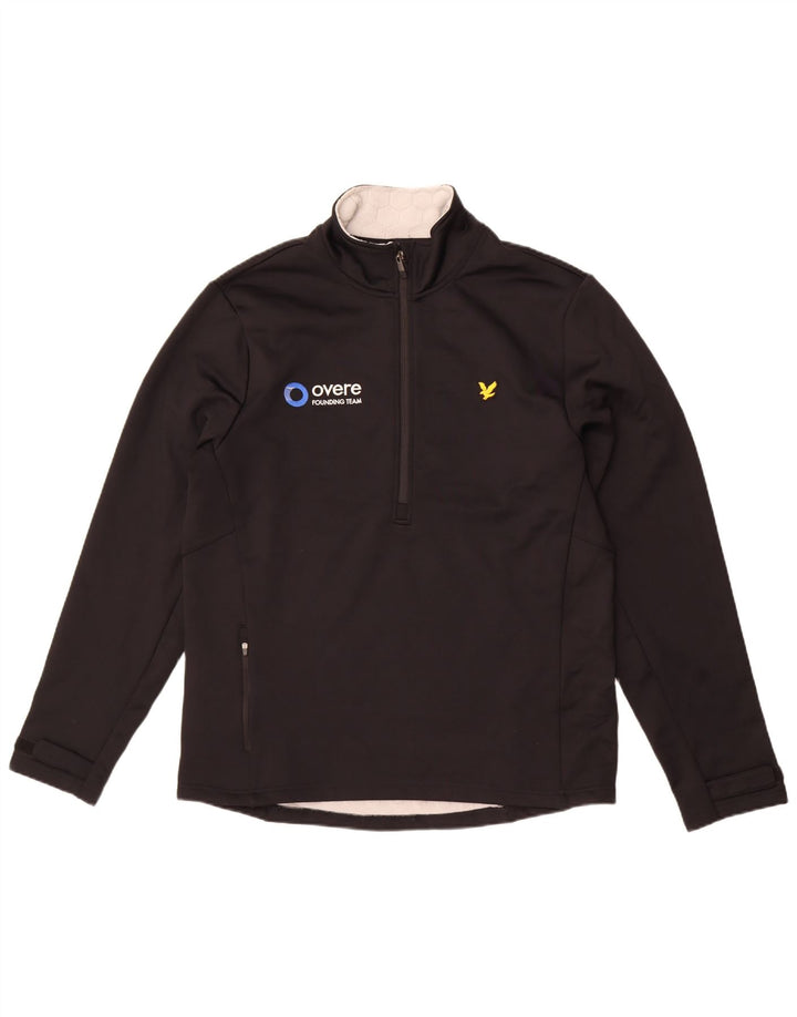 Lyle & Scott - Chándal para hombre con cremallera y cuello gráfico, talla grande, color negro