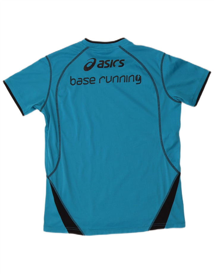 Asics Mens Graphic T-Shirt Top Medium Blue Colourblock Polyester