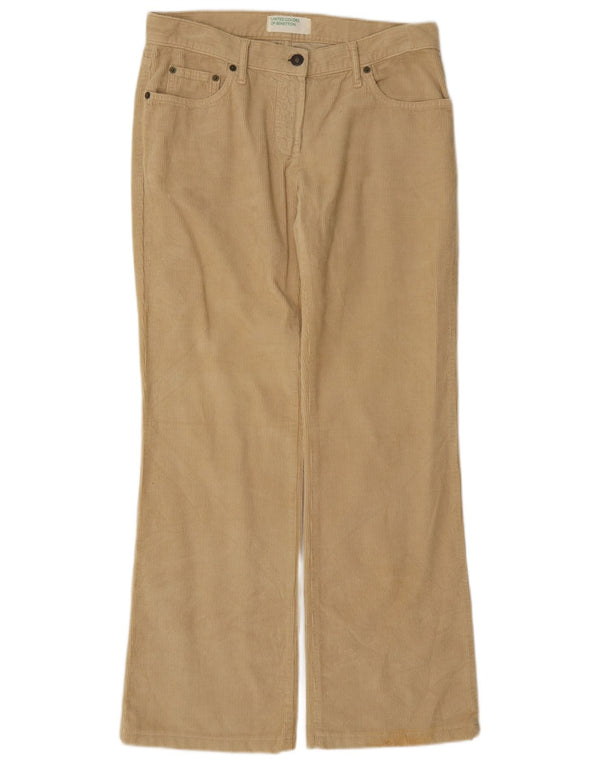 Benetton Womens Bootcut Corduroy Trousers IT 42 Medium W30 L30 Beige Cotton