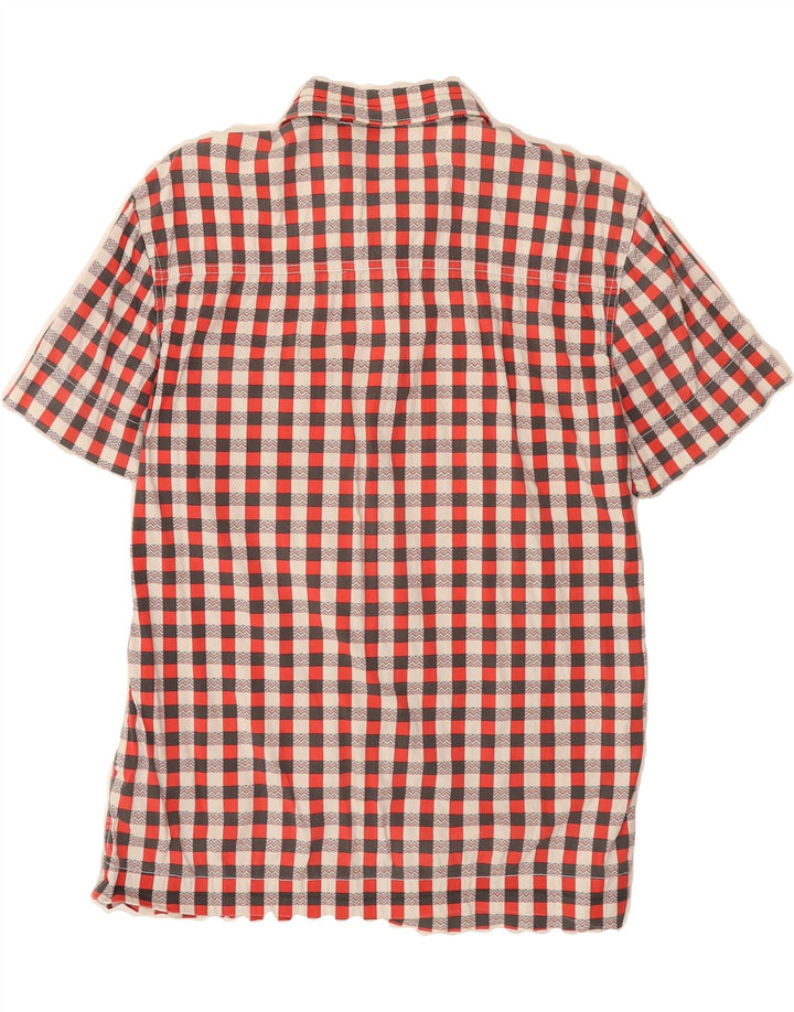 DKNY Mens Short Sleeve Shirt Medium Red Check Cotton Vintage Dkny and Second-Hand Dkny from Messina Hembry 