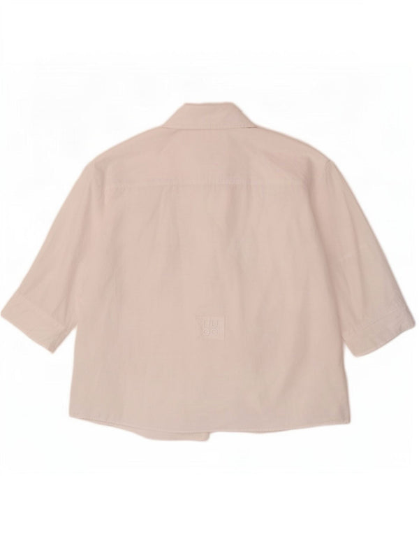 Hugo Boss Camisa extragrande de manga 3/4 para mujer UK 6 XS Algodón blanco