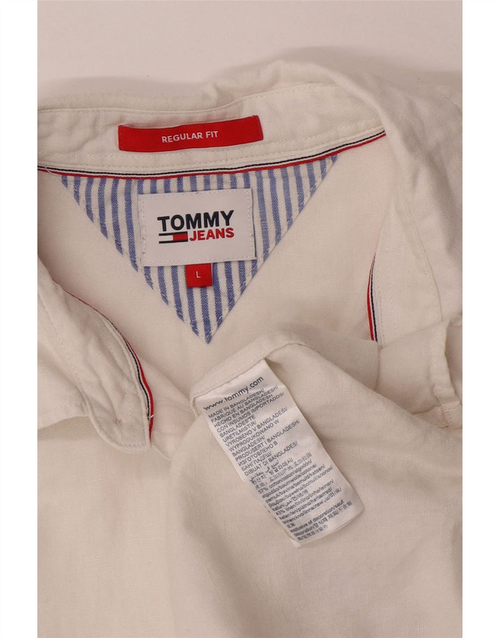 Tommy Hilfiger Mens Regular Fit Shirt Large White Cotton