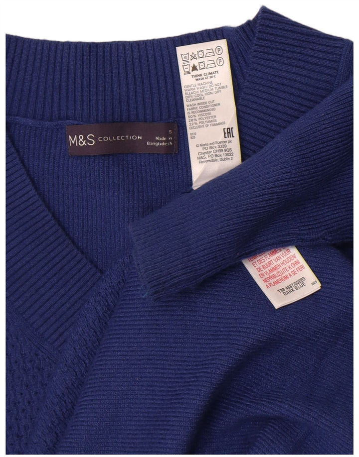 Marks & Spencer Womens V-Neck Jumper Sweater UK 10 Small Blue Viscose