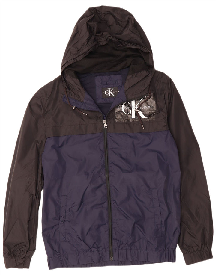 CALVIN KLEIN JEANS Grafisk regnjakke til mænd UK 38 Medium Blue Colourblock