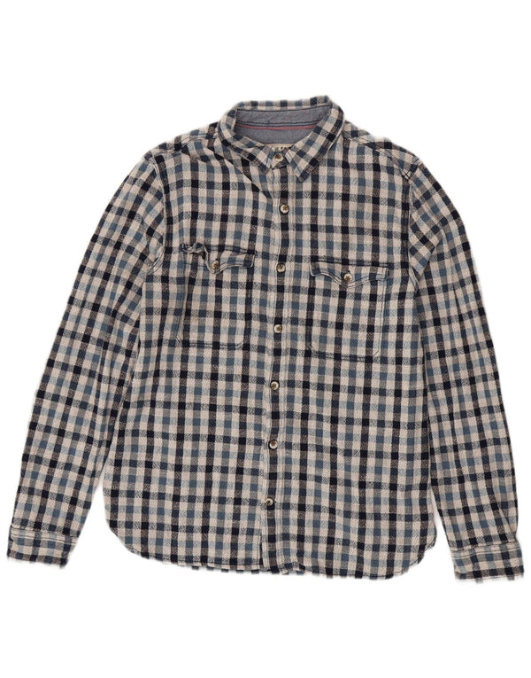 Fat Face Mens Flannel Shirt Medium Blue Check Cotton