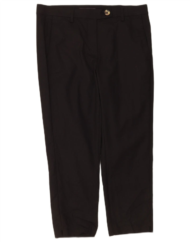 Marks & Spencer Womens Cropped Trousers UK 12 Medium W30 L24 Black