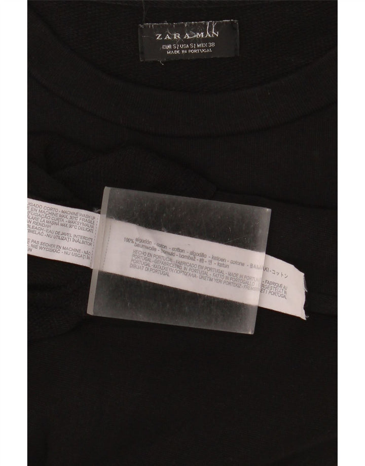 Zara Herren T-Shirt Top Small Schwarz Baumwolle