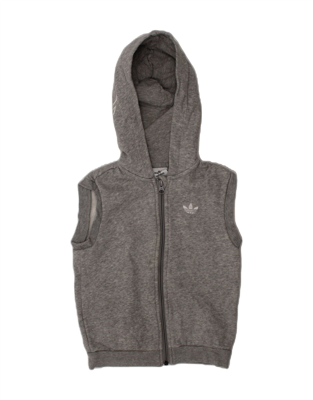 ADIDAS Boys Sleeveless Zip Hoodie Sweater 3-4 Years Grey Cotton Vintage Adidas and Second-Hand Adidas from Messina Hembry 