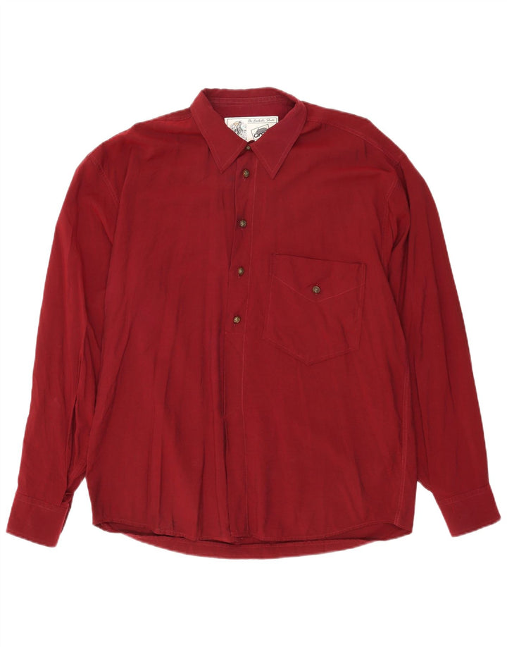 VINTAGE Mens Shirt XL Burgundy Viscose