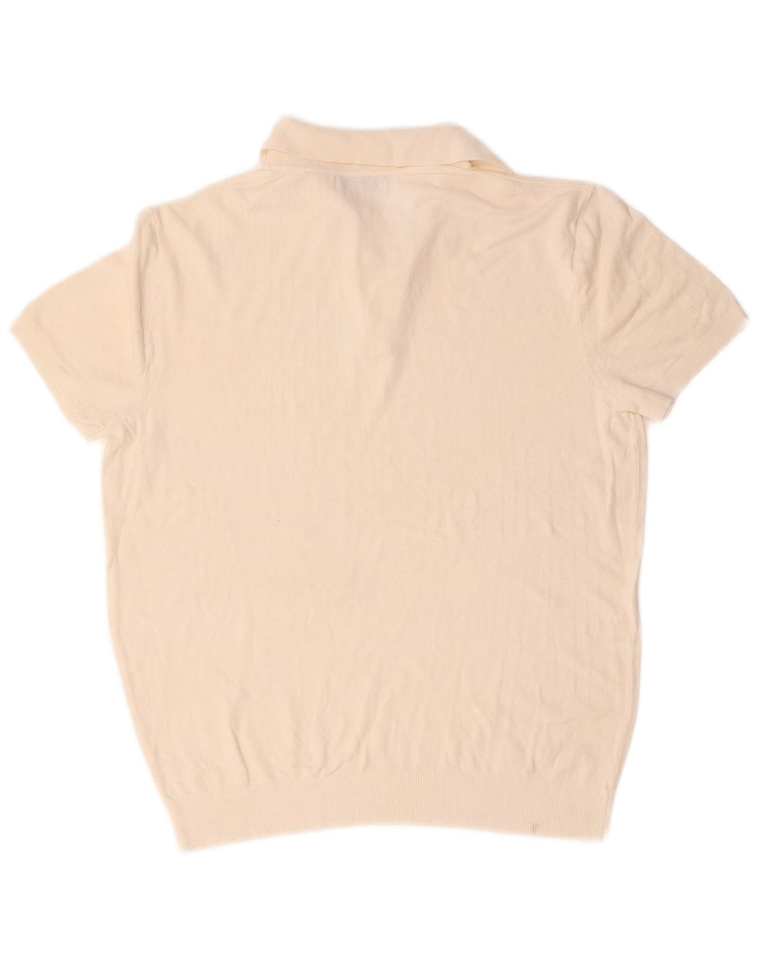 Zara Mens Short Sleeve Polo Neck Jumper Sweater Medium Off White