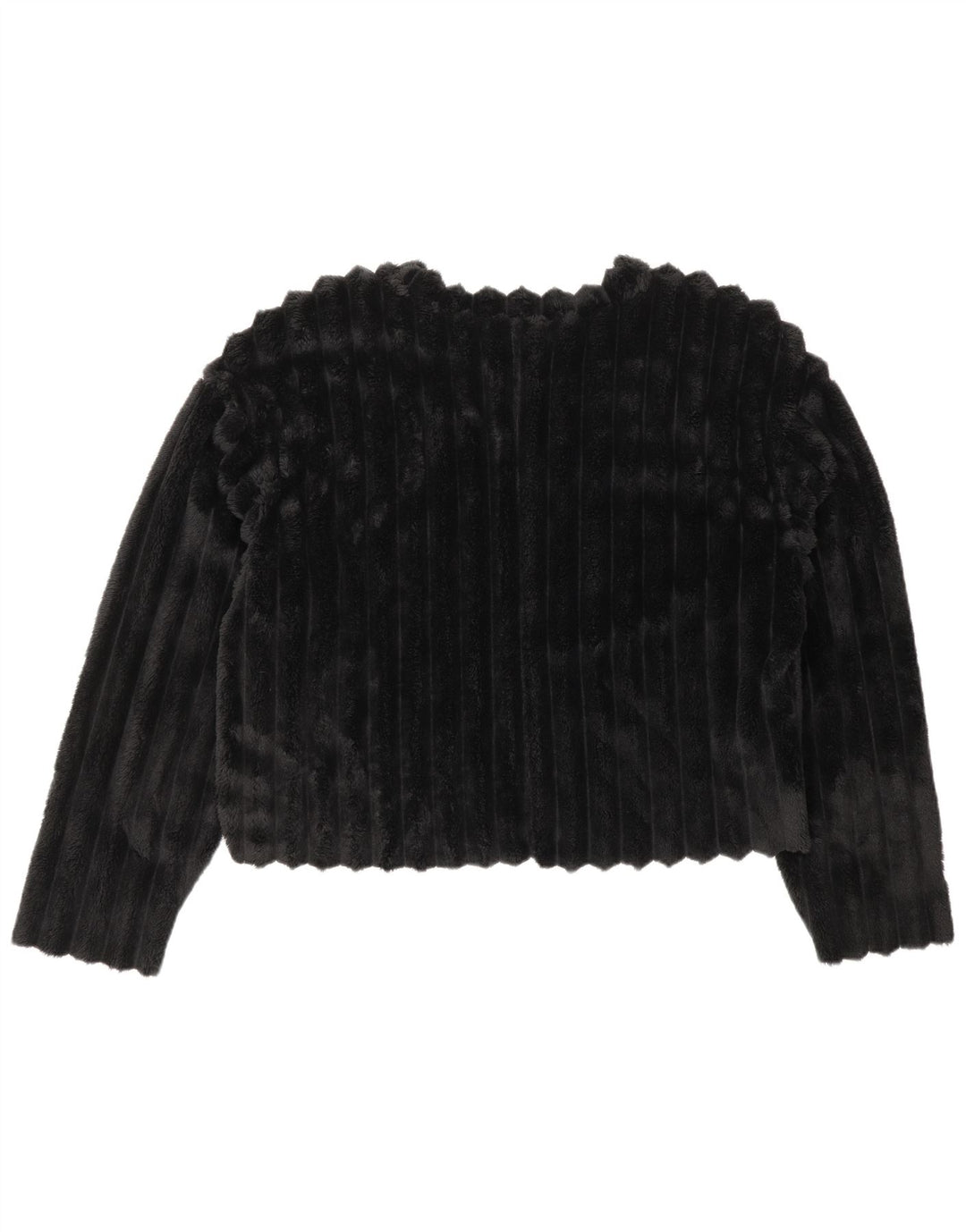 Maglione corto in pile ZARA da donna UK 14 medio nero