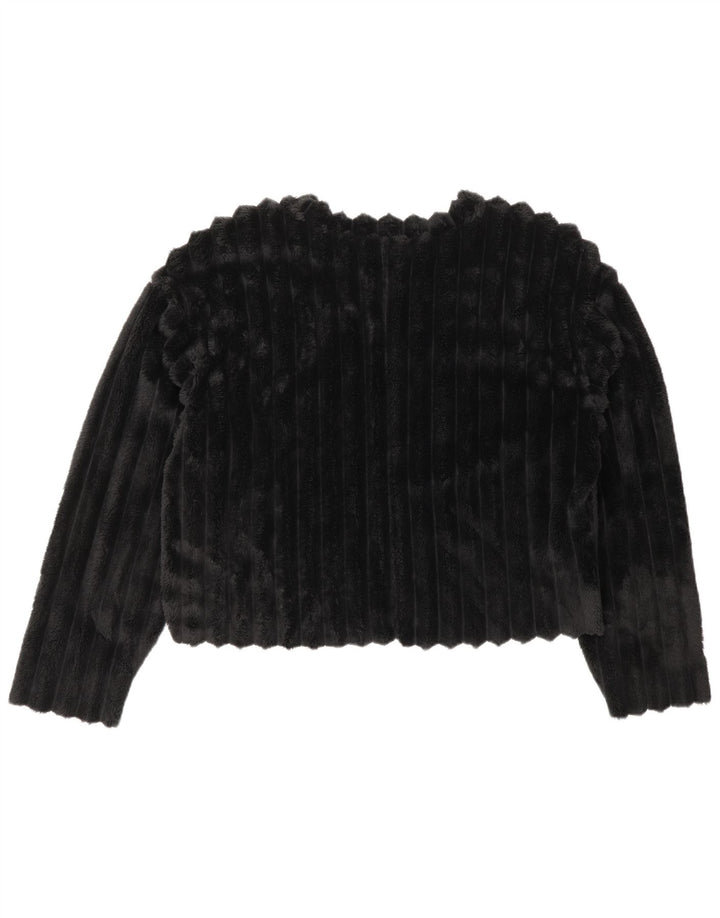 Maglione corto in pile ZARA da donna UK 14 medio nero