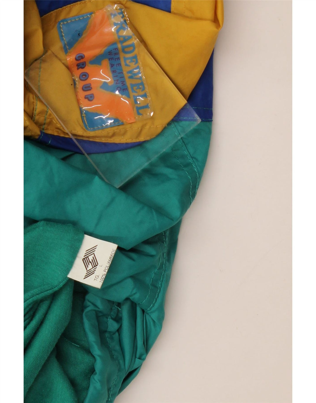 VINTAGE Herren-Windbreaker-Jacke, UK 40, großes blaues Colourblock-Polyamid