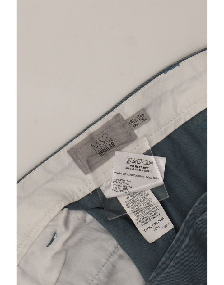Marks & Spencer Mens Regular Fit Chino Trousers W42 L29 Blue Cotton