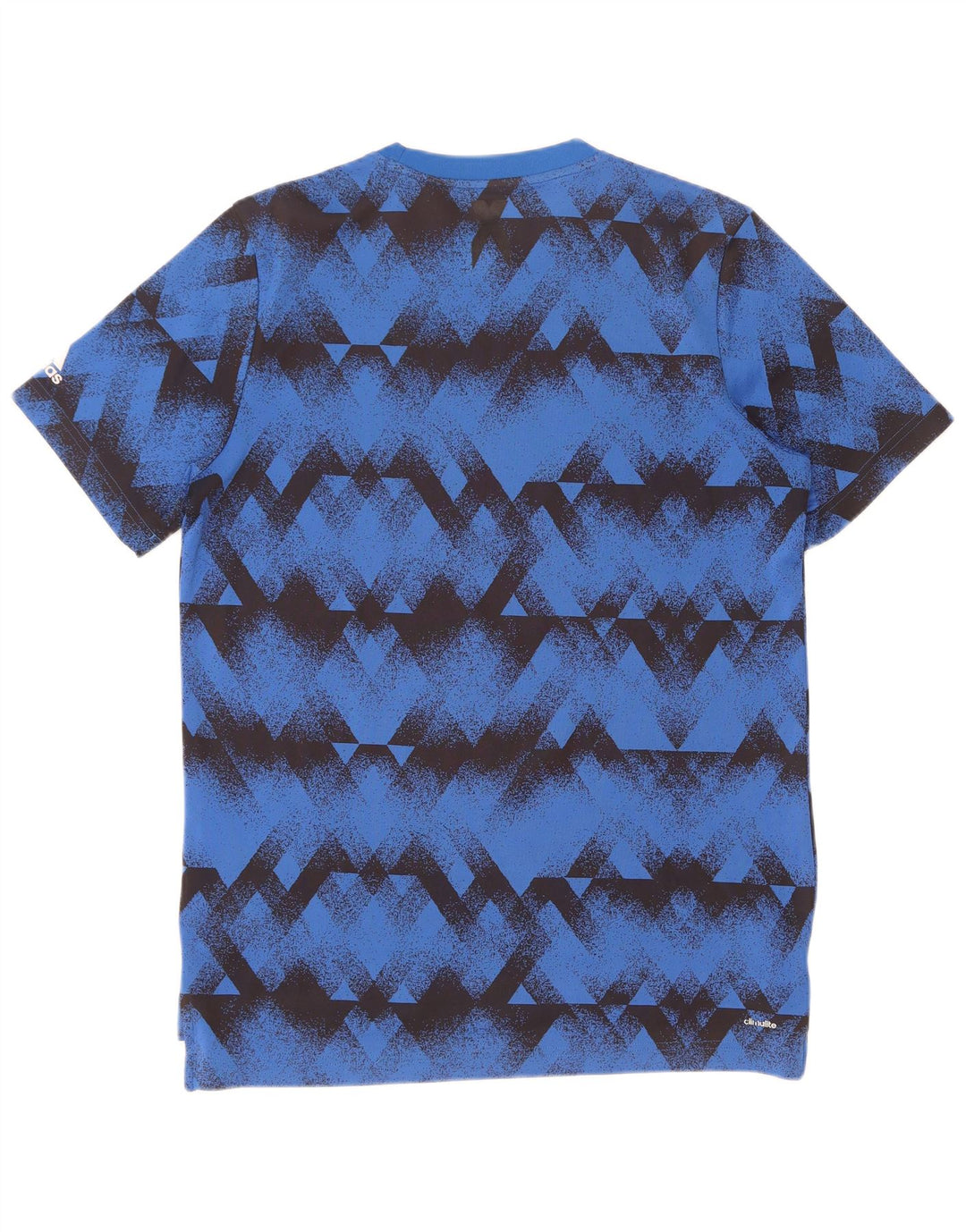 Adidas Boys Climalite T-Shirt Top 15-16 Years Blue Geometric Polyester