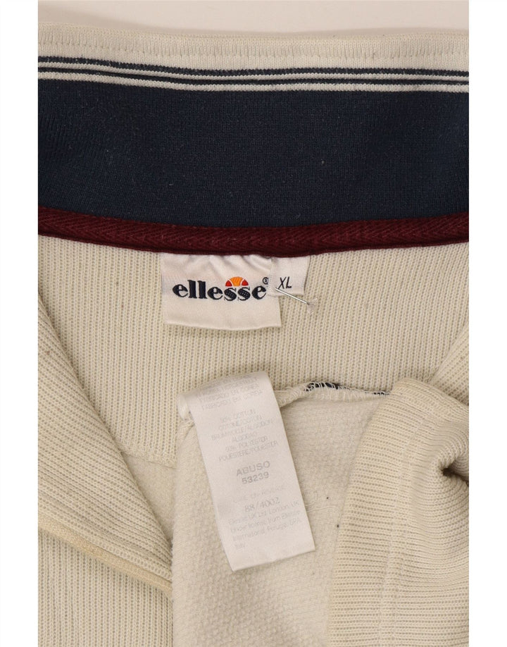 ELLESSE Mens Zip Neck Sweatshirt Jumper XL Grey Cotton