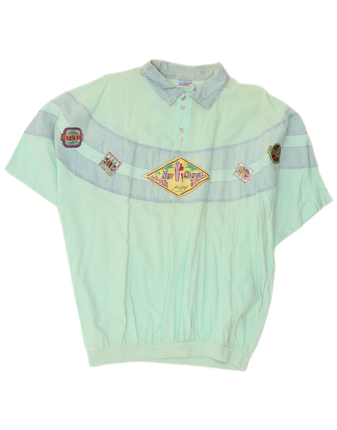 Chewan Chemise pull graphique pour homme, taille unique, turquoise, colour block