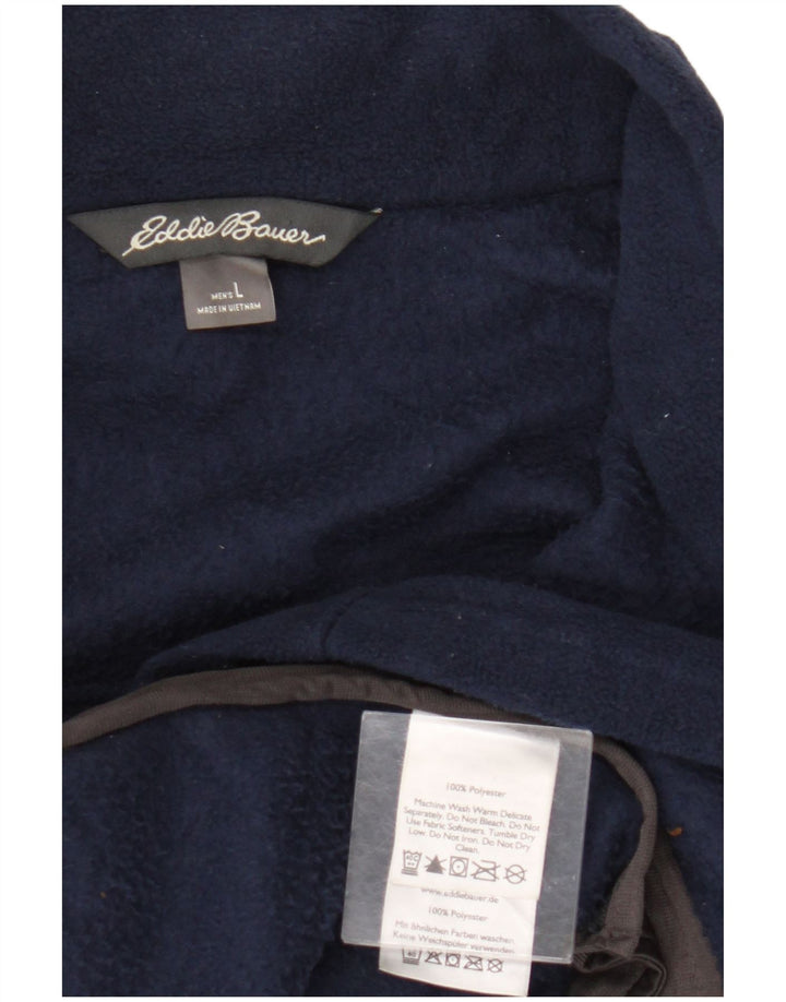 Eddie Bauer Mens Fleece Jacket UK 40 Large Navy Blue Polyester