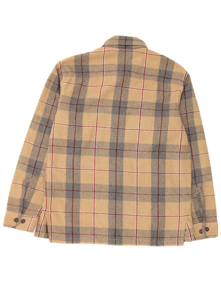 Murphy & Nye Mens Flannel Shirt Small Beige Plaid Acrylic
