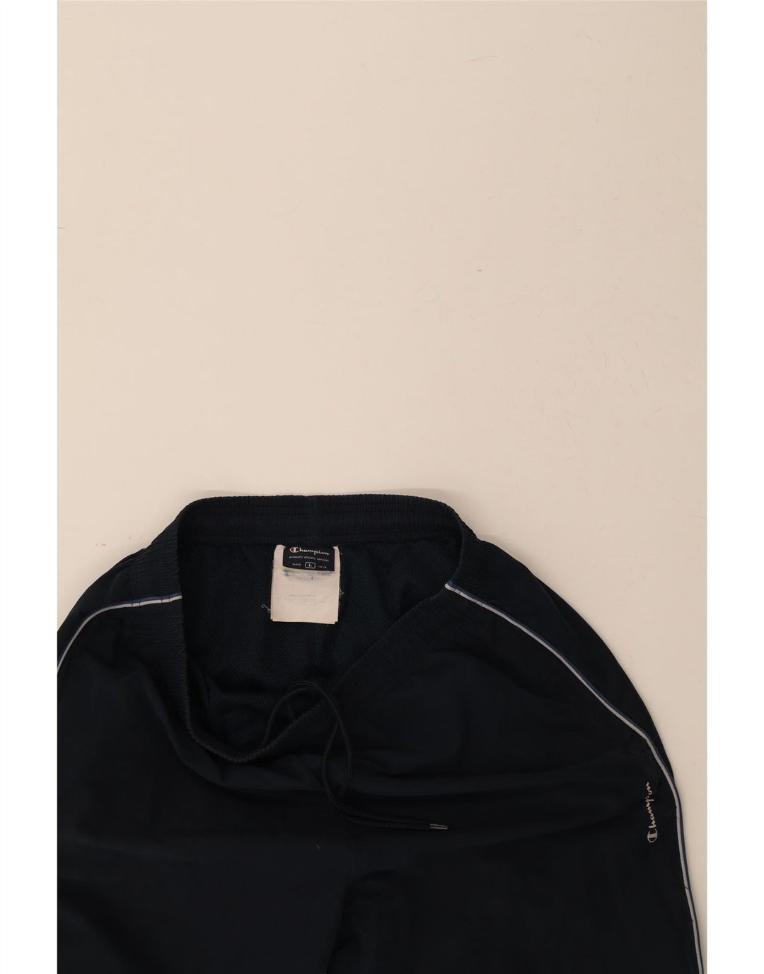 CHAMPION Mens Tracksuit Trousers Large  Navy Blue Polyester Vintage Champion and Second-Hand Champion from Messina Hembry 