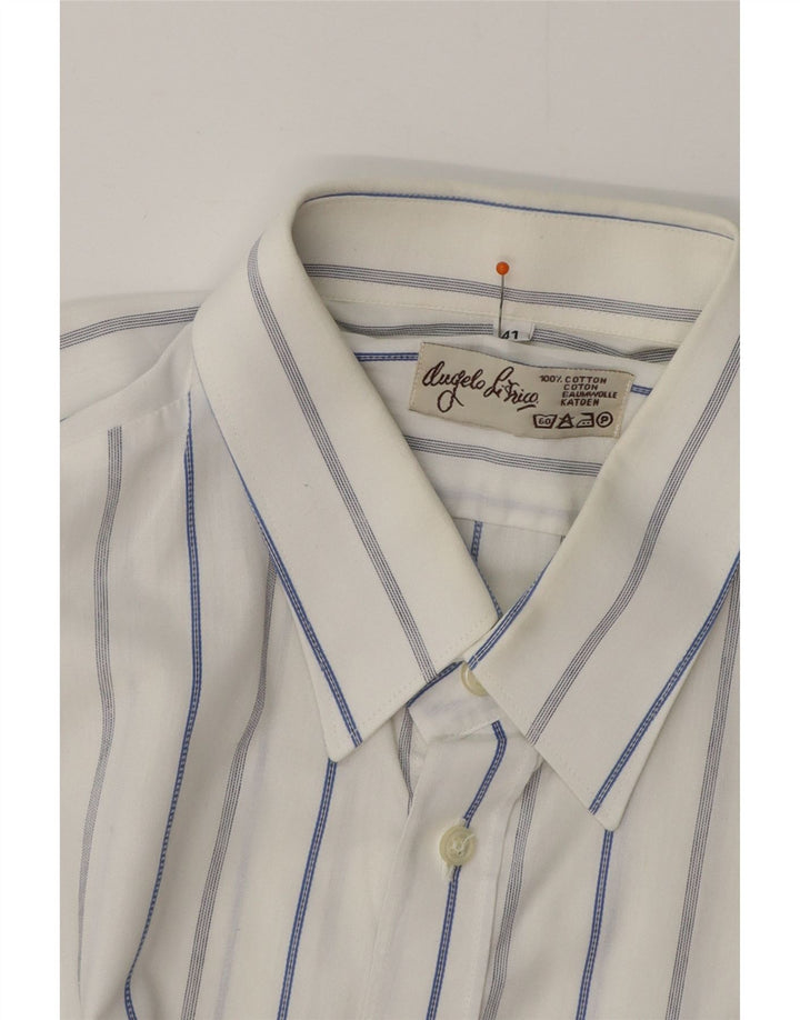 ANGELO LITRICO Kortærmet herreskjorte str. 41 Medium Hvidstribet