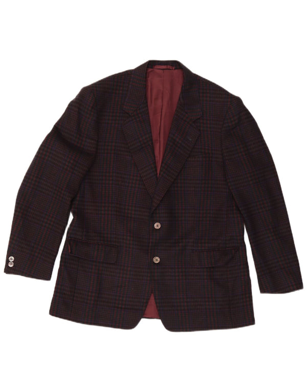 Vintage Mens 2 Button Blazer Jacket UK 38 Medium Brown Check Wool