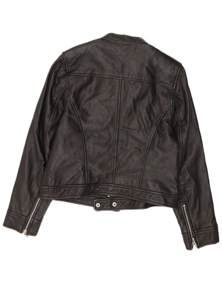 Giacca in pelle da motociclista da donna Milan UK 12 Pelle nera media