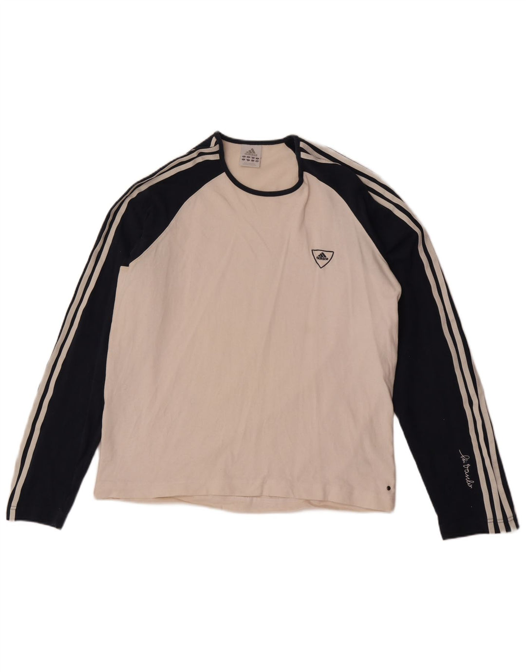 Adidas Mens Top Long Sleeve XL White Colourblock Cotton