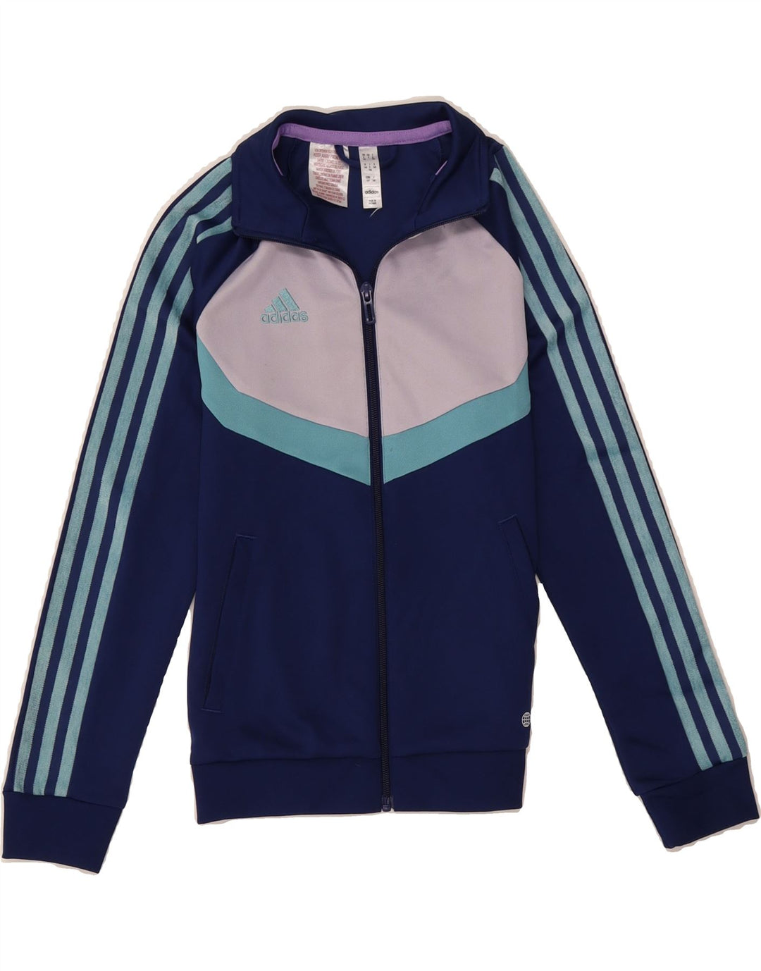ADIDAS Boys Tracksuit Top Jacket 9-10 Years Navy Blue Polyester Vintage Adidas and Second-Hand Adidas from Messina Hembry 