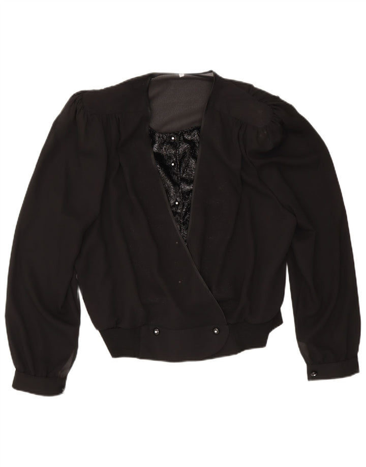 Vintage Womens Double Breasted Bolero Top IT 50 XL Black