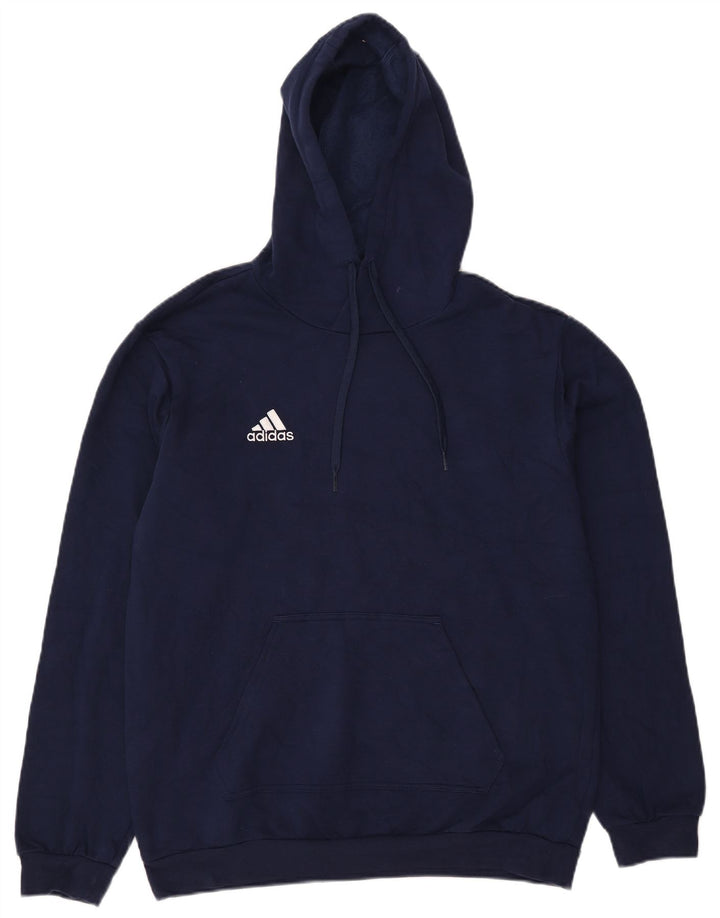 Adidas Mens Hoodie Jumper Medium Navy Blue Cotton