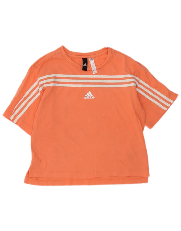 Adidas Damen T-Shirt Top UK 8/10 Small Orange Baumwolle