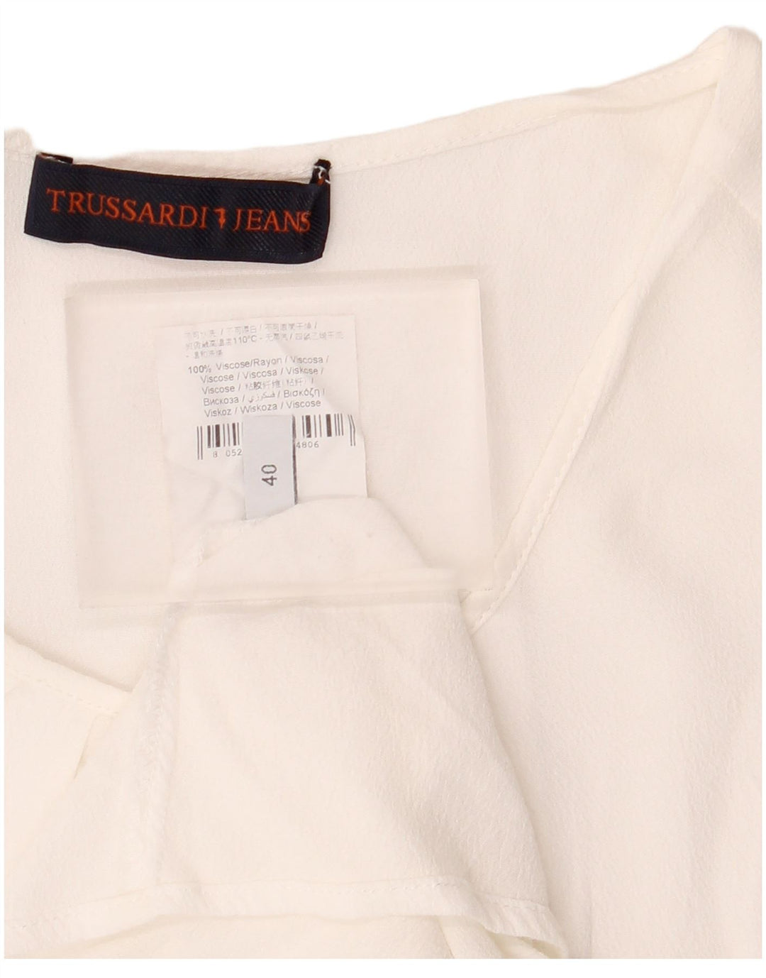 Blusa Donna Trussardi Jeans Top IT 40 Small Bianca in Viscosa