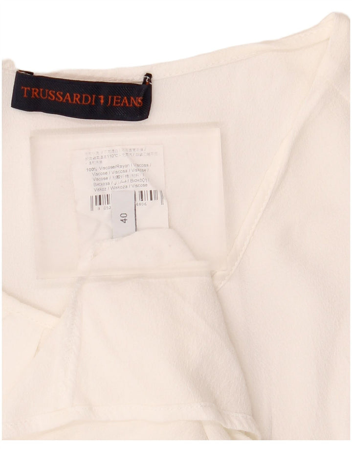 Blusa Donna Trussardi Jeans Top IT 40 Small Bianca in Viscosa