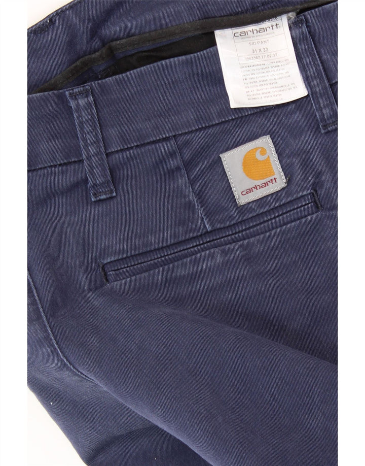 CARHARTT Womens Sid Straight Chino Trousers W31 L26 Navy Blue Cotton