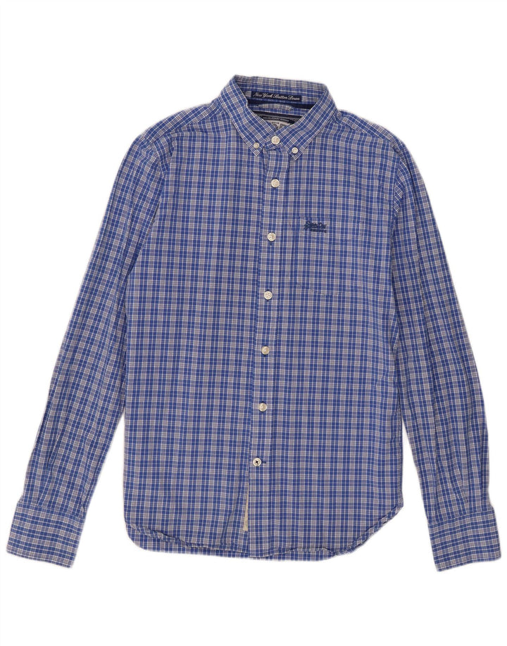 Superdry Mens Shirt Medium Blue Check Cotton