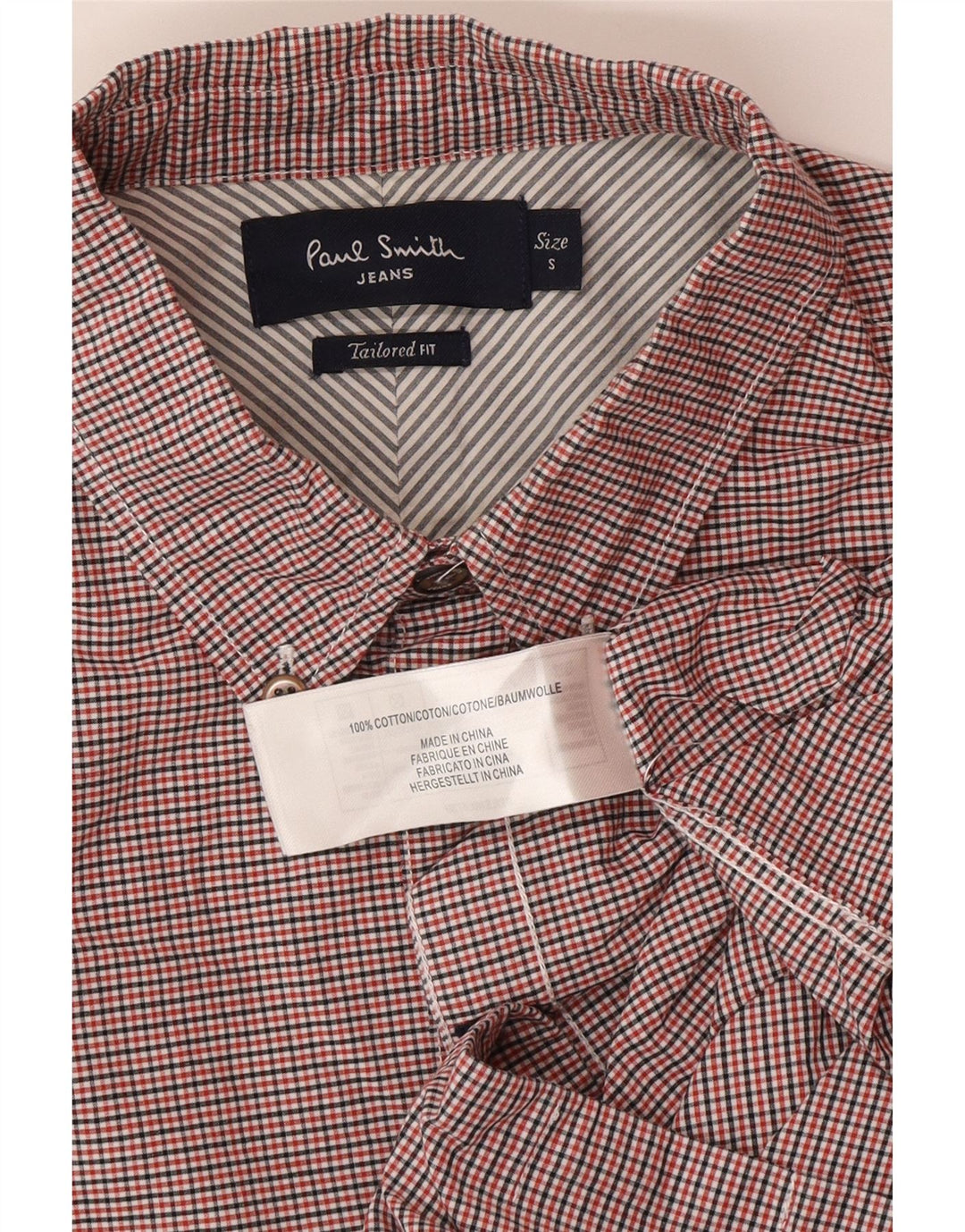 Camicia da uomo su misura Paul Smith, in cotone a quadri rossi piccoli