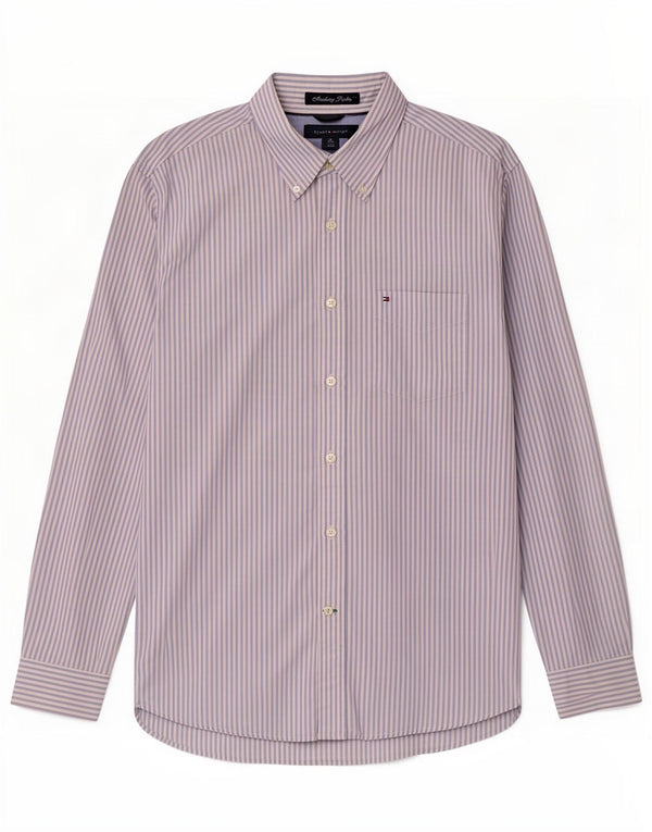 Tommy Hilfiger Mens Shirt Medium Blue Pinstripe Cotton