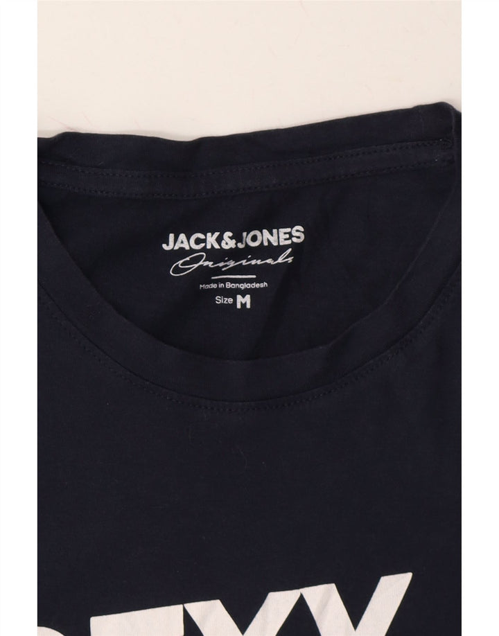 JACK & JONES Mens Graphic T-Shirt Top Medium Navy Blue Cotton Vintage Jack & Jones and Second-Hand Jack & Jones from Messina Hembry 