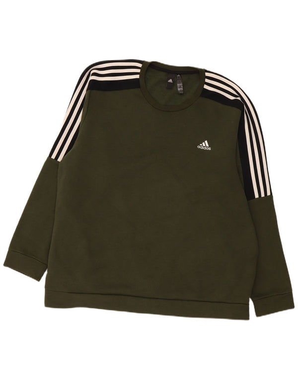 Adidas Herren Sweatshirt Pullover 2XL Khaki Colourblock Baumwolle