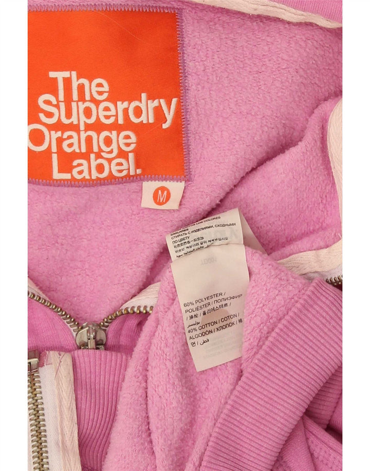 Superdry Womens Zip Hoodie Sweater UK 14 Medium Pink Polyester