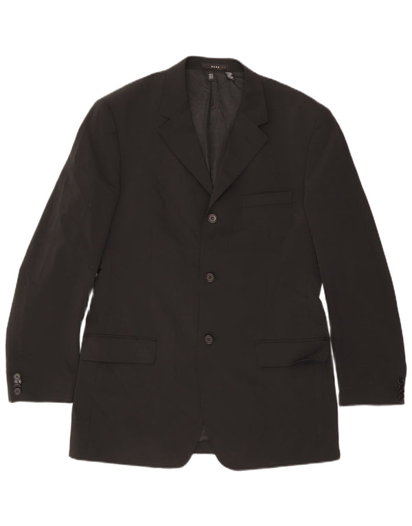 Zara Mens 3 Button Blazer Jacket EU 52 Large Black Polyester