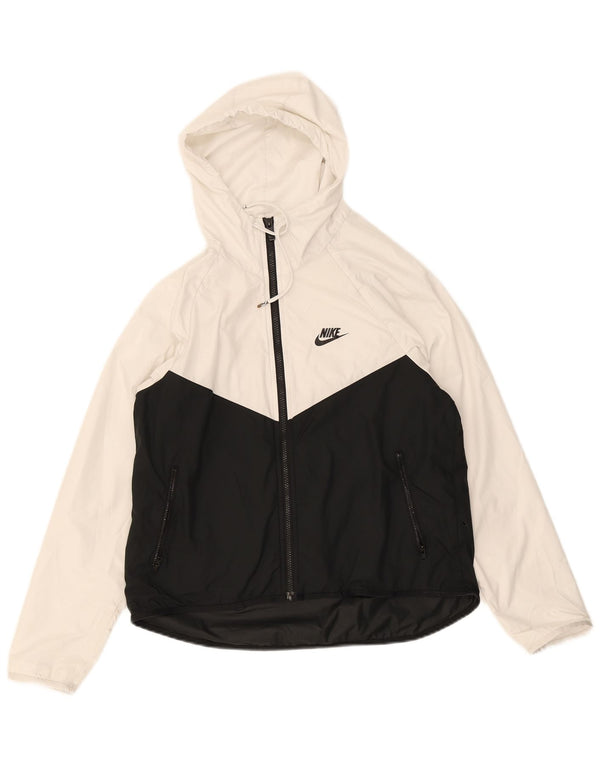 Męska kurtka przeciwdeszczowa z kapturem Nike UK 36 Small White Colorblock