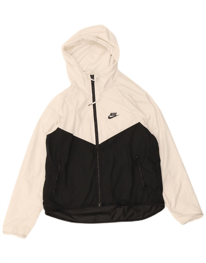 Męska kurtka przeciwdeszczowa z kapturem Nike UK 36 Small White Colorblock